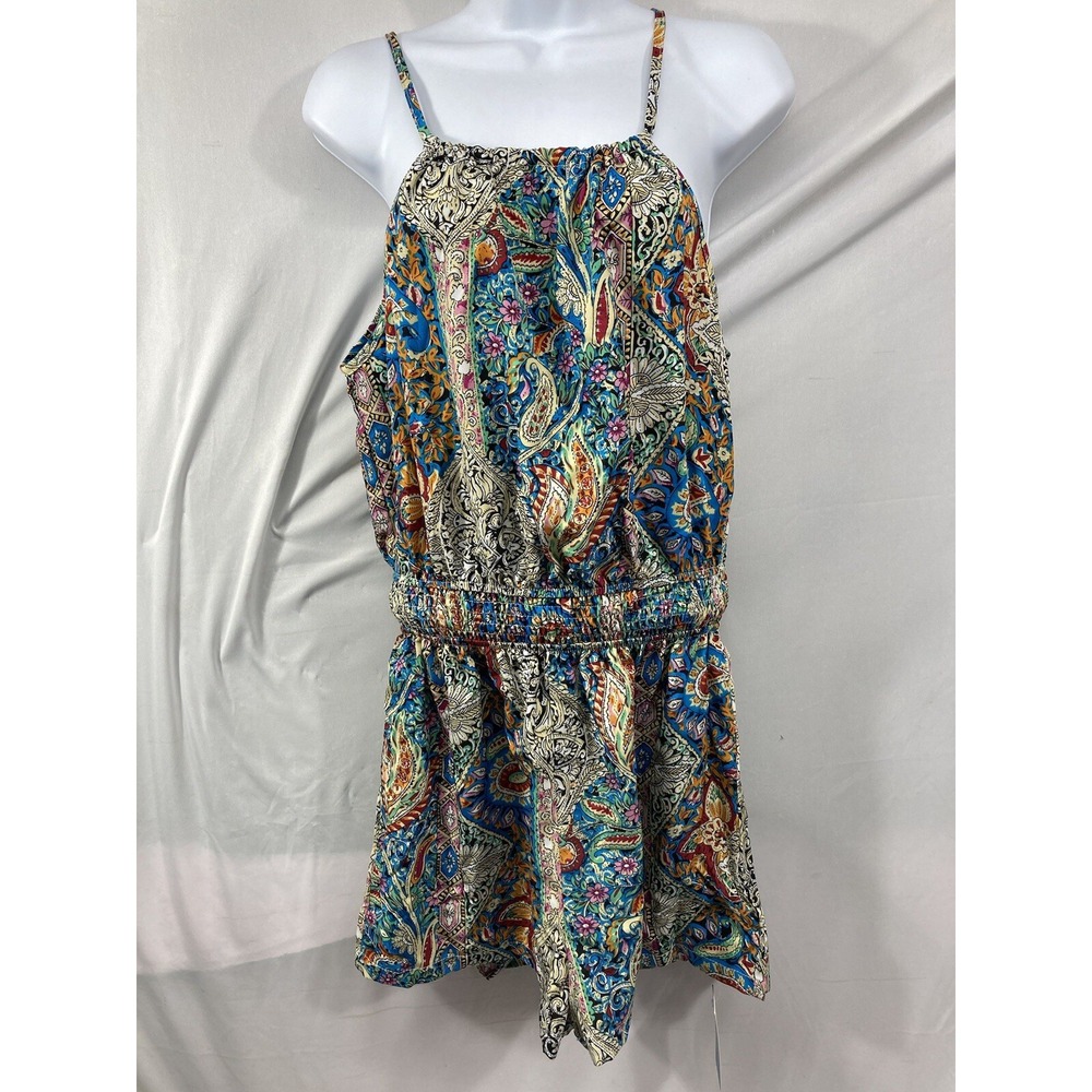 CUPSHE Women's Jumpsuits High Neck Smocked Waist Paisley Romper Sleeveless Sz Sm